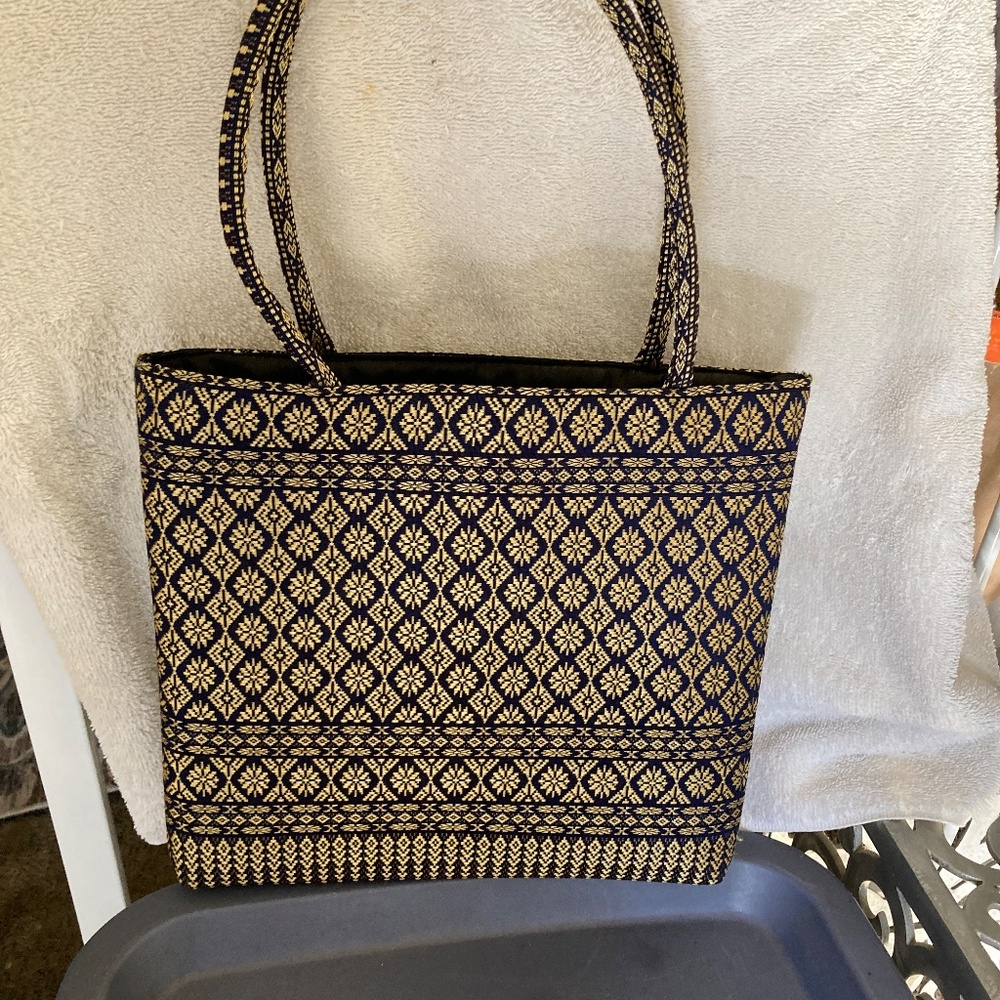 Navy and Gold Hand Bag - Picture 4 of 6
